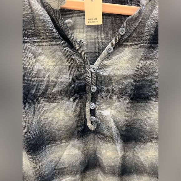 NWT new Anthropologie cloth & stone long sleeve Henley top blue plaid medium - Picture 6 of 16